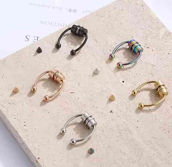 Набір магнітних сережок без проколу (фейковий пірсинг) – 5 кольорів, 5 шт Київ