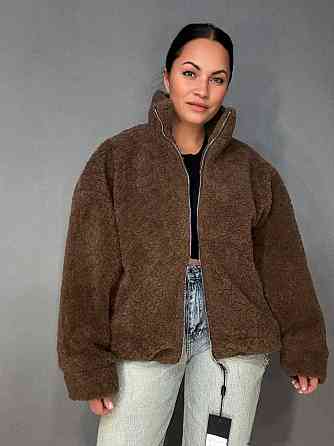 Шуба женская Lady Yep 10017 тедди бомбер оверсайз на молнии, коричневый, one size Киев