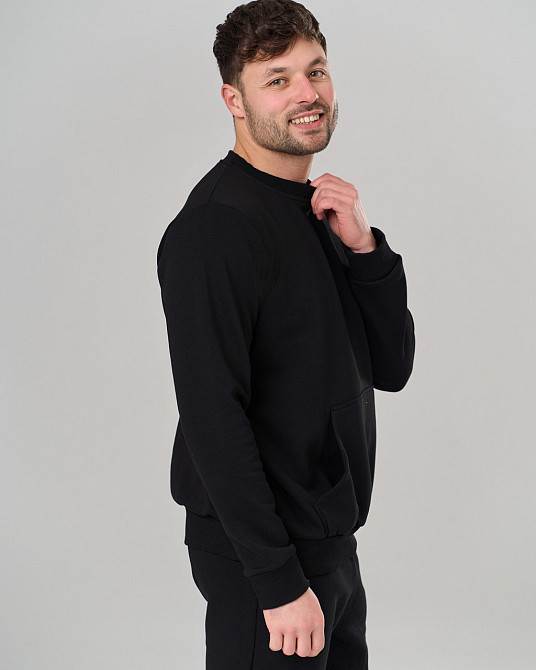 Мужской теплый костюм со штанами черный - Байка - однотонный Tom John 93401 L Киев - изображение 5