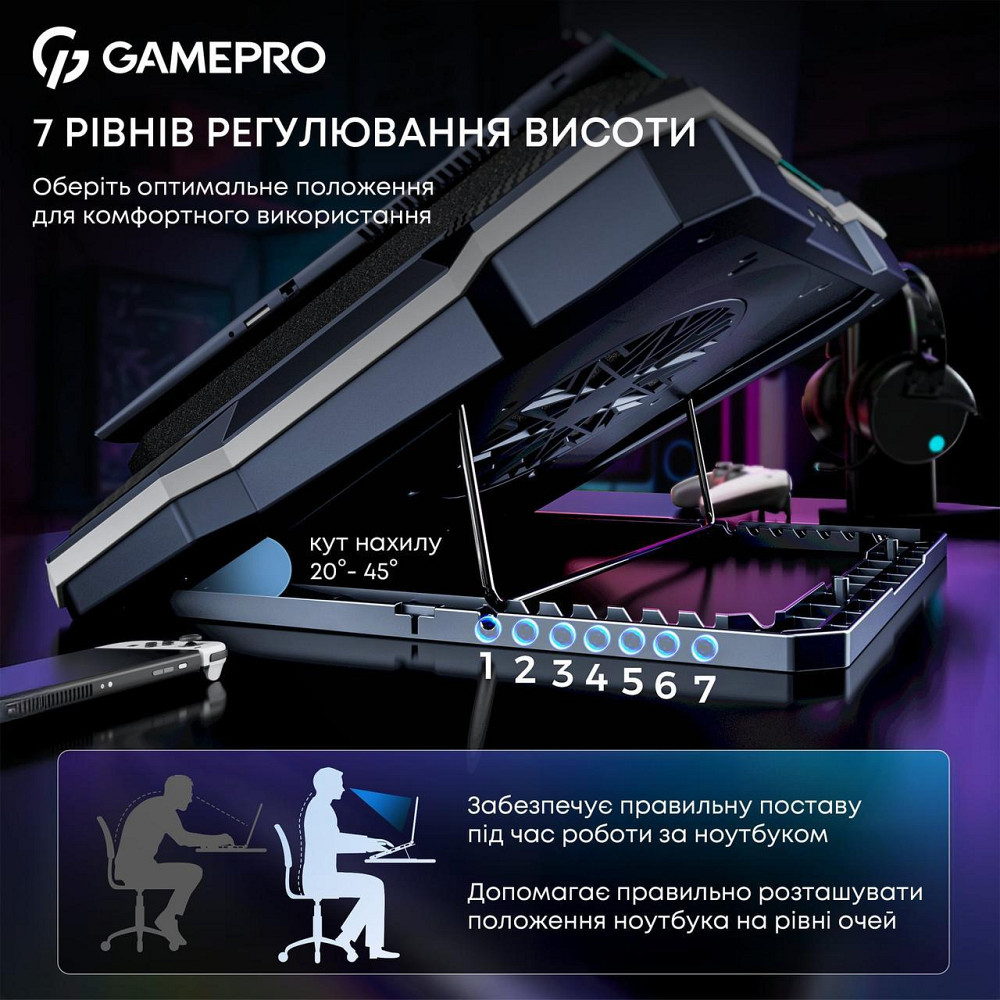 Охолоджувальна підставка для ноутбука GamePro CP950 ( 23738 ) Харків - фото 15