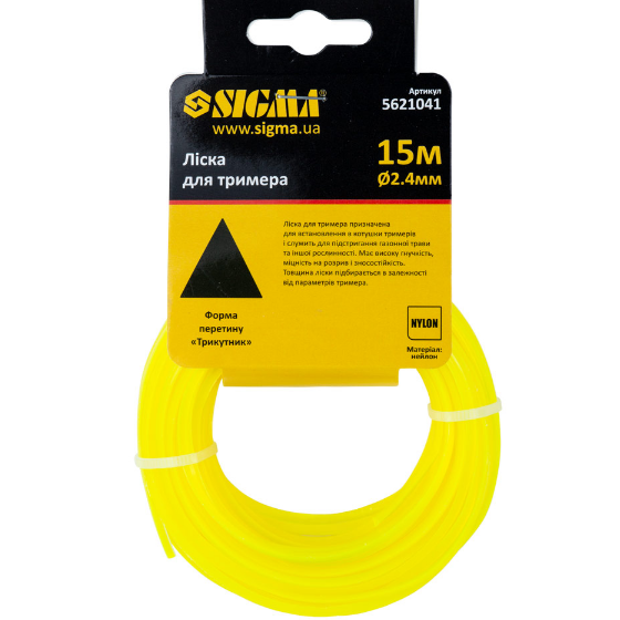 Ліска для тримера d2,4мм 15м зріз/трикутник SIGMA Житомир