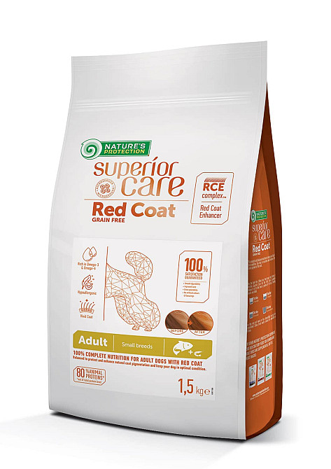 Nature's Protection Superior Care Red Coat Grain Free Salmon Adult Small Breeds Сухий беззерновий корм для дорослих собак малих порід з рудим заб Київ - фото 1