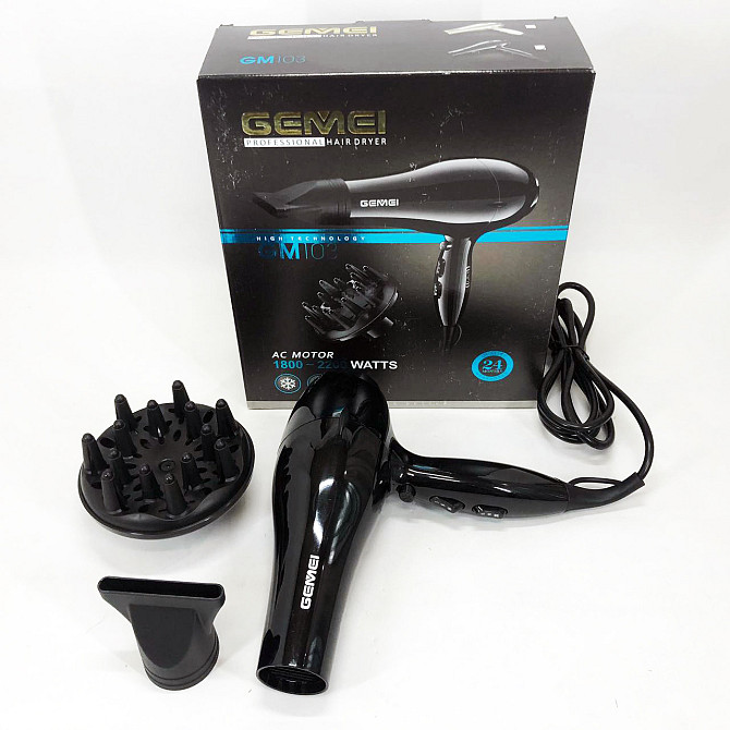 Мощный фен для волос Gemei GM-103 2200 Вт, Фен для волос с режимами Профессиональный оригинал AC-53 Львов - изображение 2