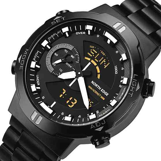 Часы мужские водостойкие тактические North Edge Hornet Iron Edition (2 ремешка) Черный Киев