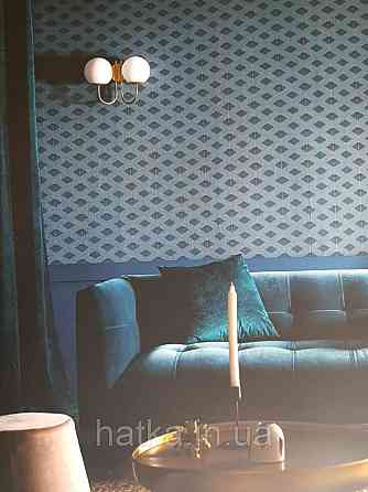 Шпалери вінілові Lutece Melody 51197201 геометрія смуги фігури темно-сині золотисті Київ
