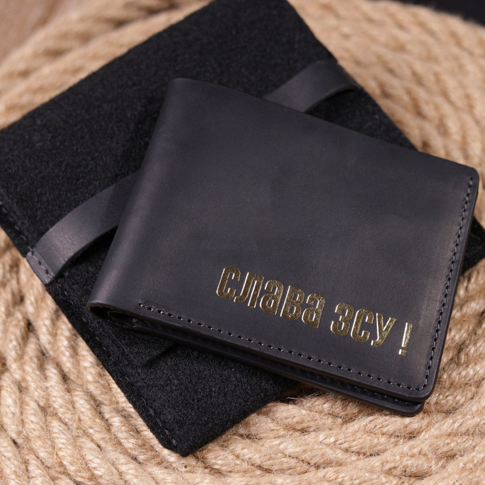 Отличный кожanый кошелек без застежки Черный (GRANDE PELLE) Киев - изображение 4