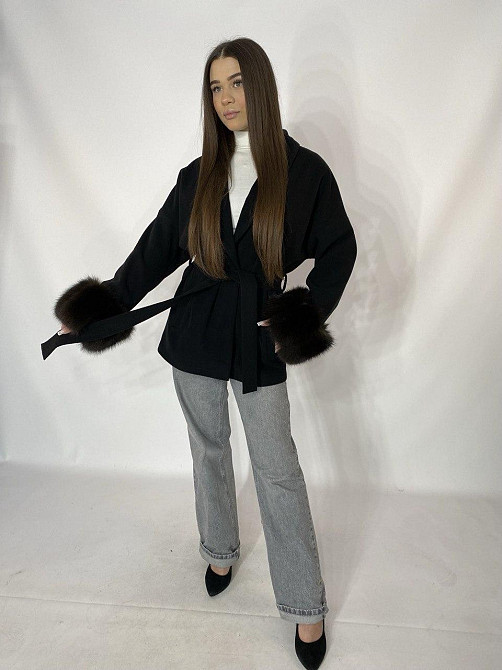 Стильне жіноче пальто з хутром Чорний, 3XL-4XL Харків - фото 1