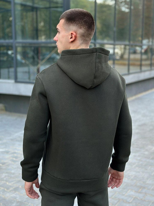 Теплое мужское худи на флисе с капюшоном хаки Pobedov 008 ЗИМА Киев - изображение 7