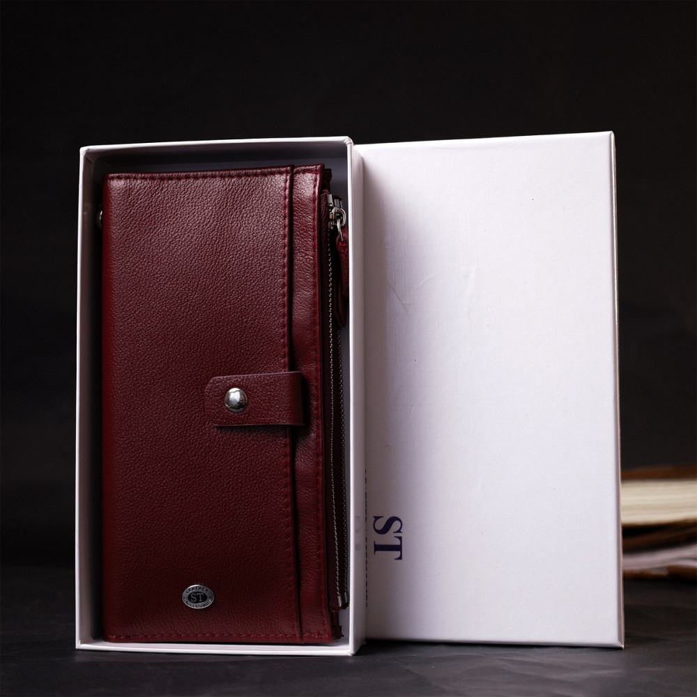 Стильний та яскравий жіночий гаманець-клатч Бордовий (ST Leather) Київ - фото 4