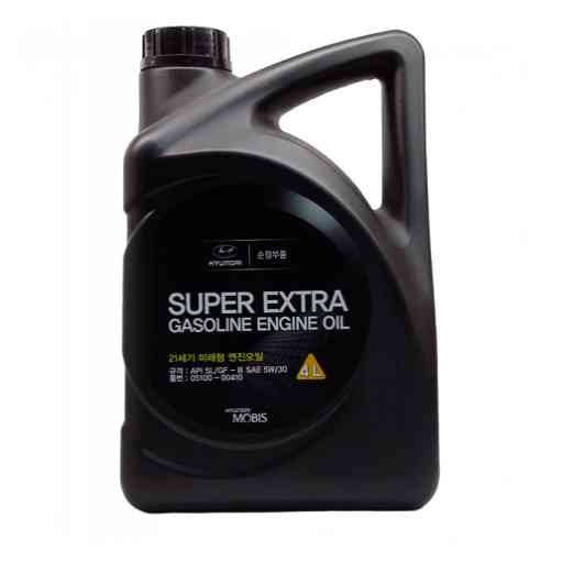 Hyundai/Kia Super Extra Gasoline 5W-30 05100-00410 — Полусинтетическое моторное масло для бензиновых двигателей Hyundai и Kia, 4л Ковель