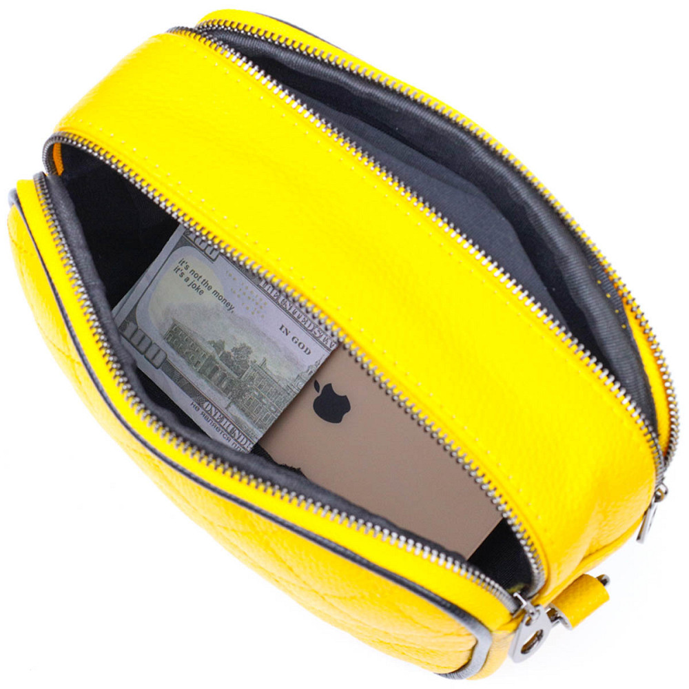 Прямокутна жіноча сумка крос-боді з натуральної шкіри 22114 Vintage Жовта Київ - фото 7