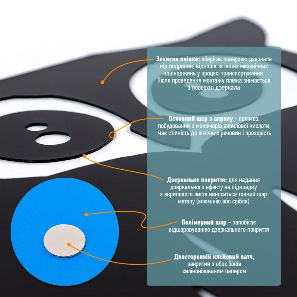 Декоративна дзеркальна сова на стіну, чорна Київ - фото 4