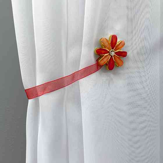 Магніти для штор та гардин "Квітка" набір 2 шт Червоний з помаранчевим (81-254) Київ