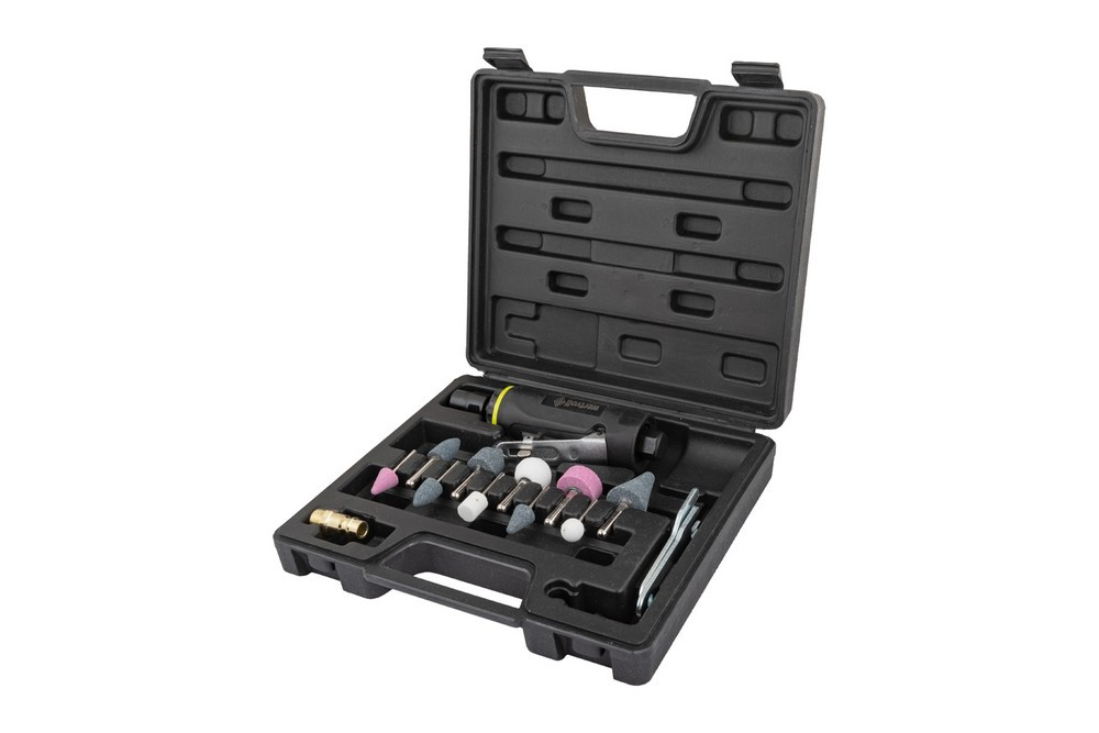 Шліфмашина пневматична пряма WERTVOLL 1/4" цанговий затискач 6 мм 25000 об/хв 100 л/хв 6.3 bar TPR покриття корпусу кейс з насадками PN-2002 Коломыя - изображение 8