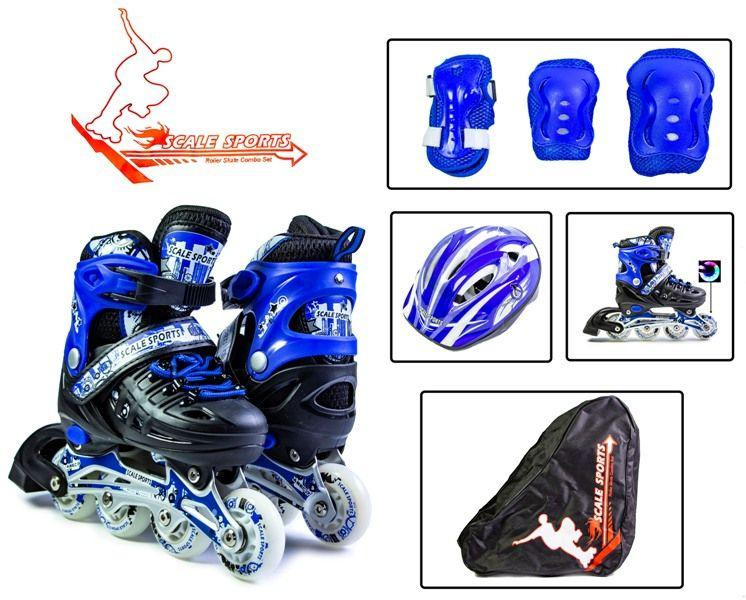 Комплект детских раздвижных роликов Черно-Синего цвета с защитой и шлемом Scale Sport. Размер 29-33 Одесса - изображение 2