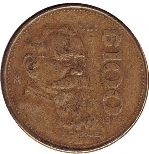 Венустино Карранса. Монета 100 песо. 1985,84 рік, Мексика. (БД) Полтава - фото 1