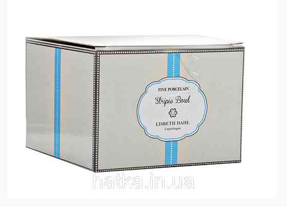 САЛАТНИК НОВОРІЧНИЙ ФАРФОРОВИЙ СЕРВІРУВАЛЬНИЙ 12,5 см БІЛИЙ З БЛАКИТНИМИ СМУГАМИ + ПОДАРУНКОВА УПАКОВКА Київ