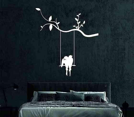 Декоративное настенное Панно «Птички на качеле», Декор на стену 50*42 см, Белый Киев