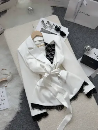 Жіночий піджак з мереживом коричневий білий чорний Одеса