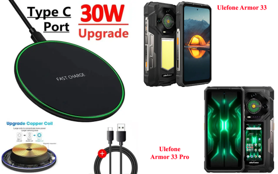 Бездротовий зарядний пристрій 30W для Ulefone Armor 34, Ulefone Armor 34 Plus Київ