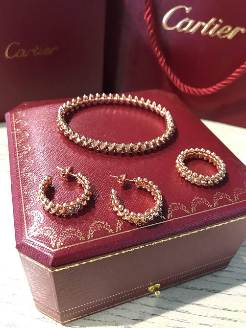 Cartier Комплект: браслет, серьги и кольцо в розовом золоте / Картье браслет зубчики, кольцо и серьги Одесса - изображение 2