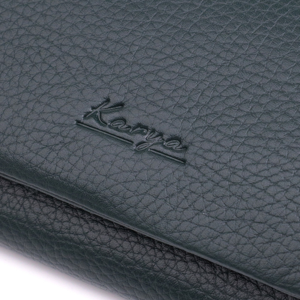 Горизонтальний жіночий гаманець з натуральної шкіри KARYA 22852 Зелений Київ - фото 5