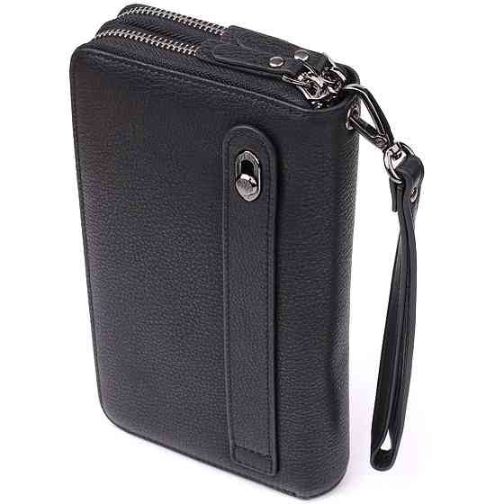 Интересный мужской клатч из натуральной кожи Vintage 23063 Черный Киев