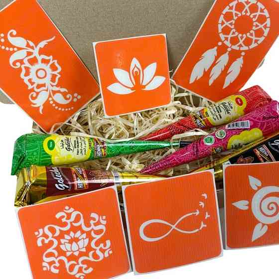 Набір кольорової хни з трафаретами для біо-тату №2 color-henna-set-02 Вінниця