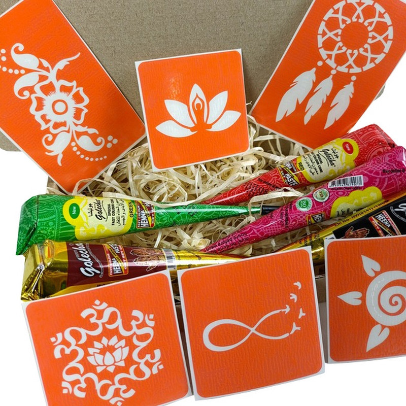 Набір кольорової хни з трафаретами для біо-тату №2 color-henna-set-02 Вінниця - фото 2