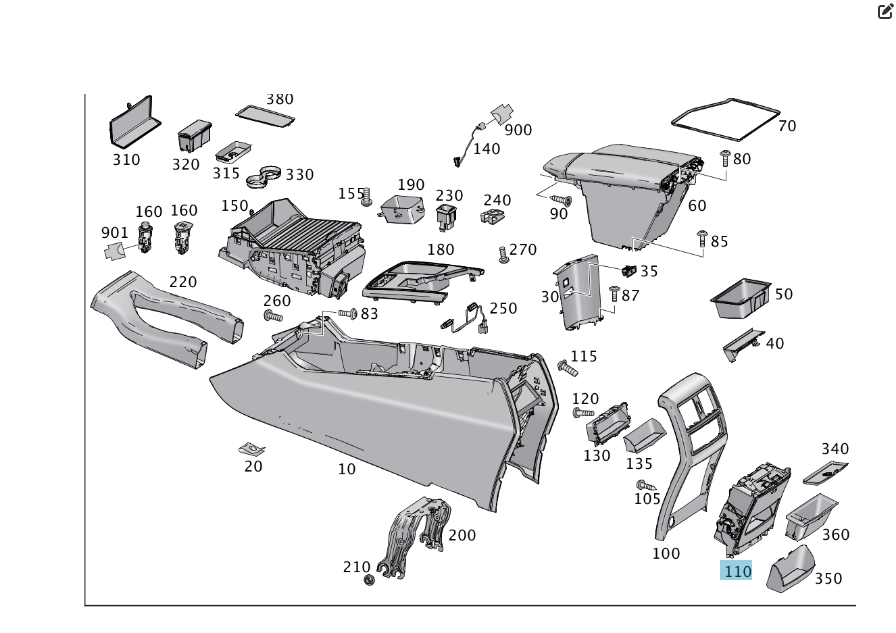 Mercedes-Benz  A1666803502 9051 Речовий відділ у підлокітнику для задніх пасажирів ML/GLE W166 GLE Coupe C292 GL/GLS X166 Одеса - фото 2