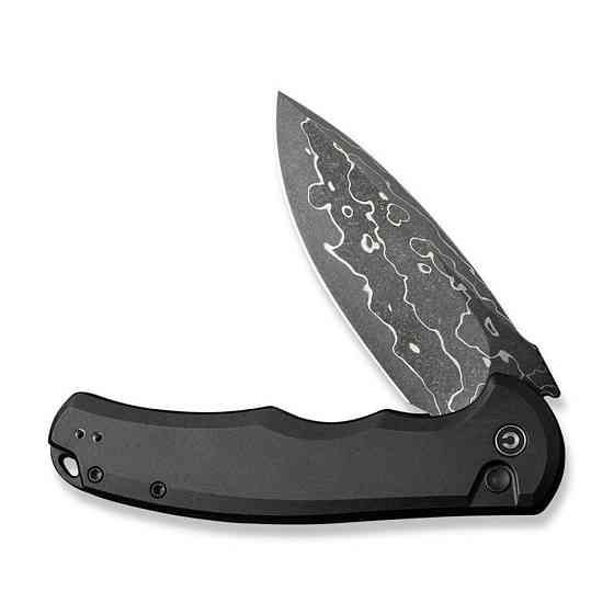 Ніж складаний туристичний Civivi Praxis,  (9.5 см) Damascus / Aluminum чорний Киев
