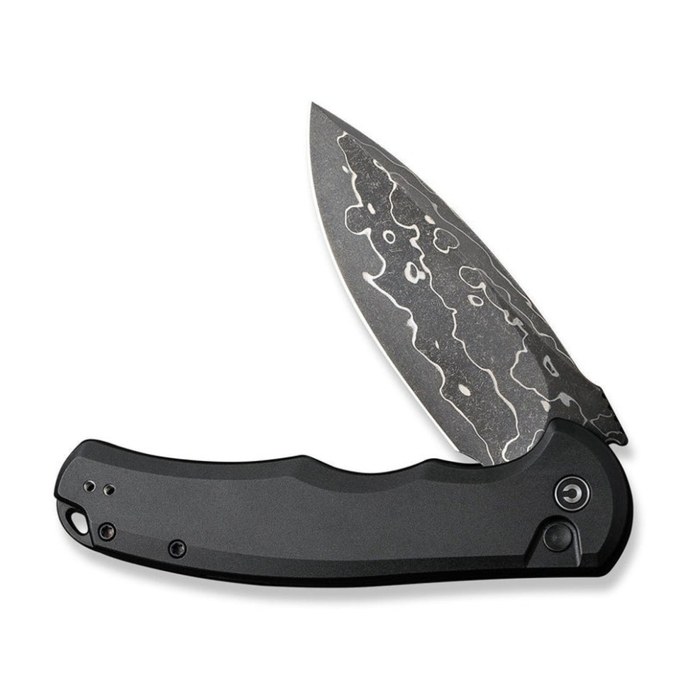 Ніж складаний туристичний Civivi Praxis,  (9.5 см) Damascus / Aluminum чорний Киев - изображение 4
