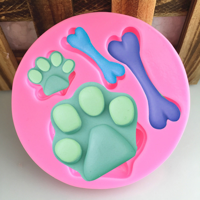 Молд силиконовый Следы собачьи и косточки 75 мм розовый Киев - изображение 8