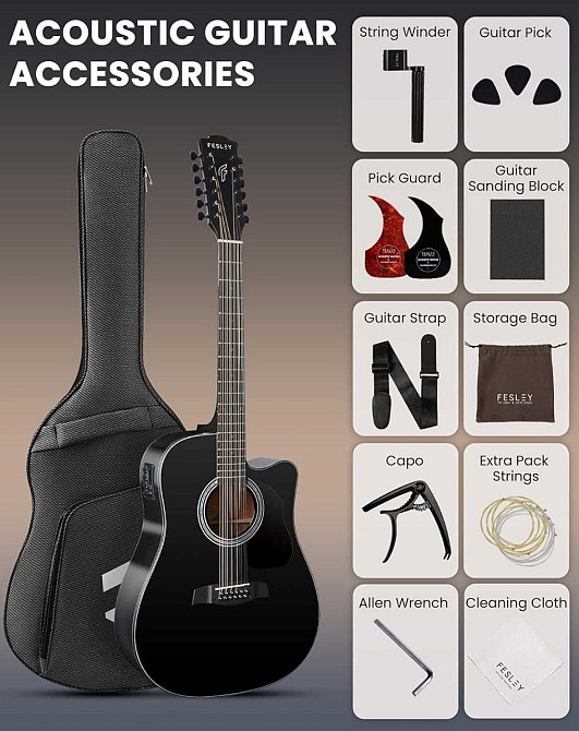 Гитара электро-акустическая 12-тититрунная Fesley FDET280C (комплект) Харьков - изображение 1