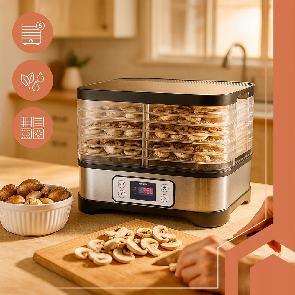 Сушилка для грибов, фруктов и овощей 5 лотков до 10 литров Ruhhy (25929) 400 Вт Нововолынск - изображение 6