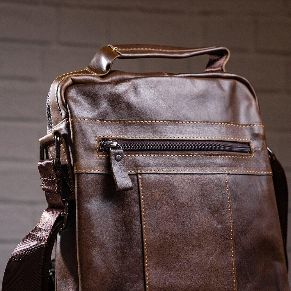Сумка чоловіча шкіряна Vintage 14846 Коричнева Київ - фото 7