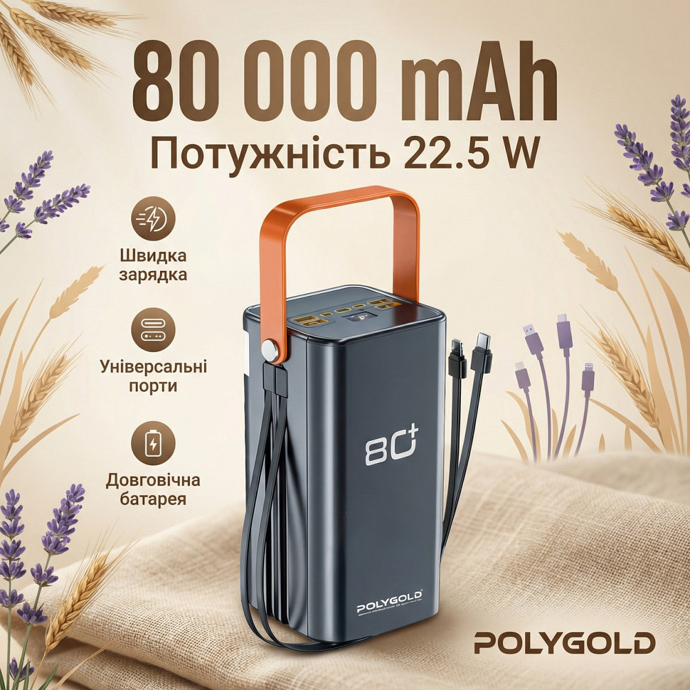 Повербанк Polygold PG-PW680 80000 mAh 22.5W Днепр - изображение 1