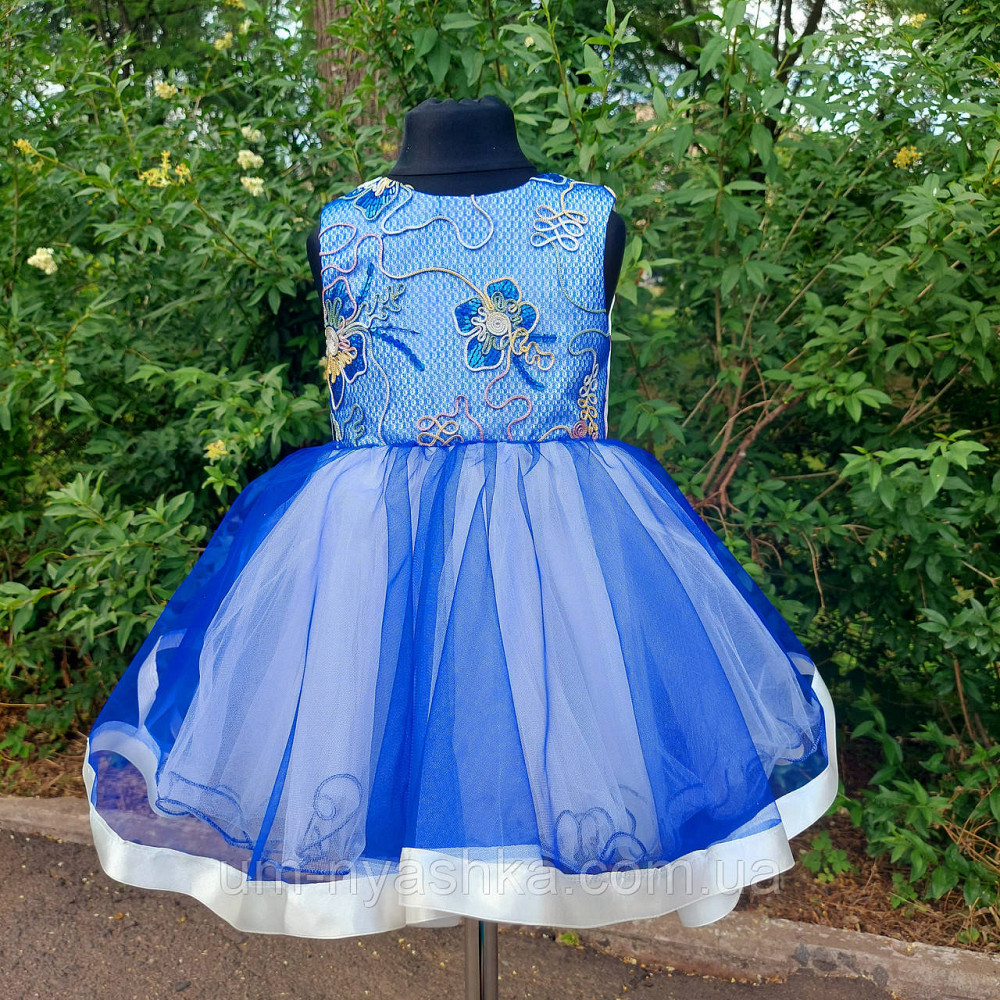 Нарядное платье на 1 годик синее "Узор" Кривой Рог - изображение 1