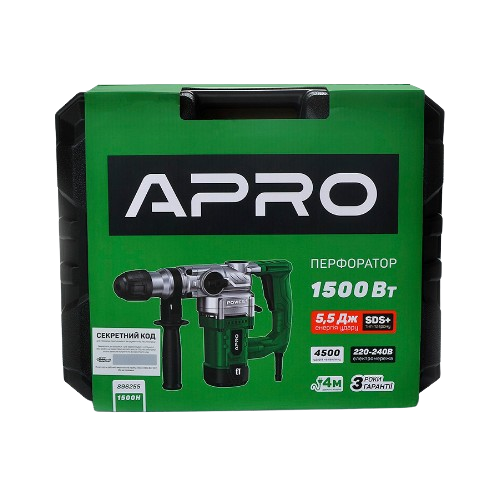 Перфоратор бочковий 5,5 Дж 1500W SDS+ + кейс APRO Житомир - фото 7