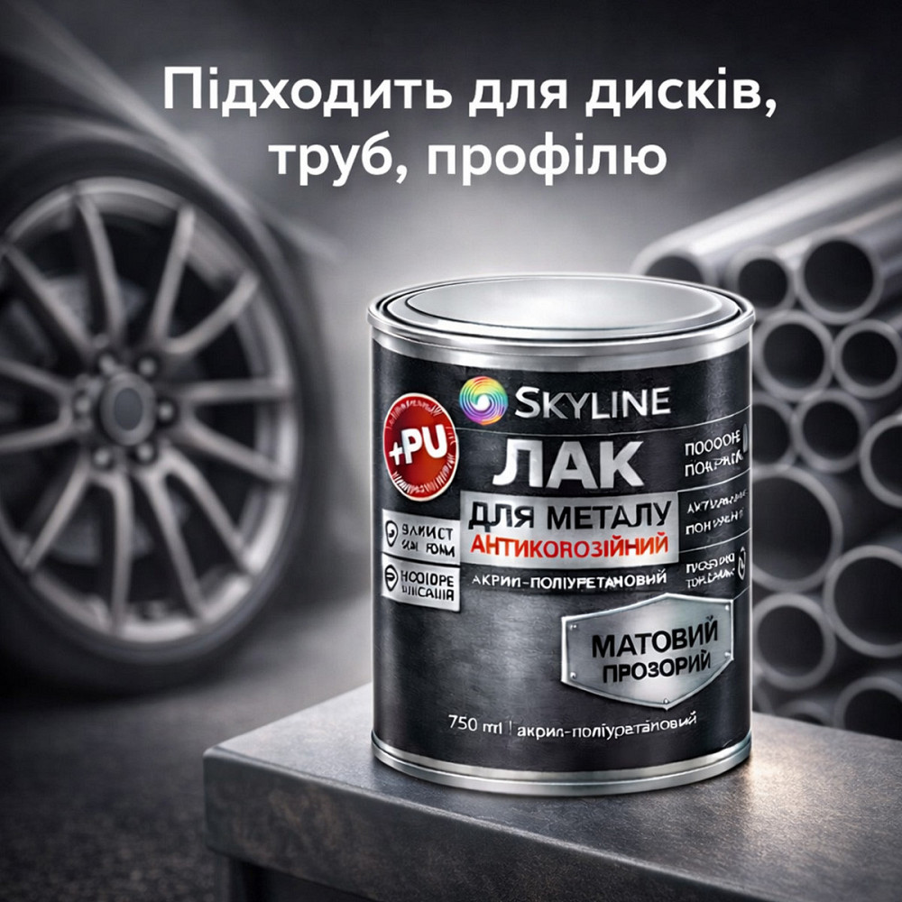 Лак для металу Skyline матовий прозорий акрил-поліуретановий антикорозійний без запаху 750 мл Харків - фото 8