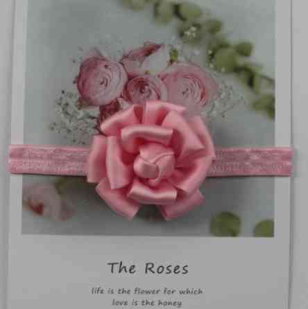 Пов'язка для дитини світло-рожева квітка 7см, розмір універсальний (на резинці) Київ