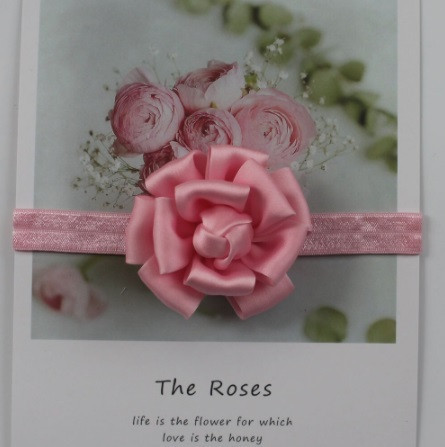 Пов'язка для дитини світло-рожева квітка 7см, розмір універсальний (на резинці) Київ - фото 1