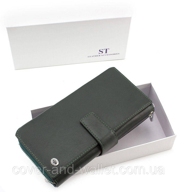 Великий багатофункціональний жіночий гаманець зеленого кольору ST 228 Київ - фото 6