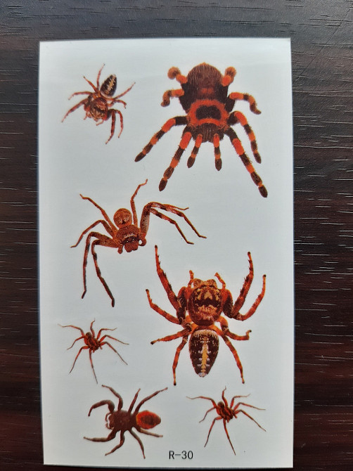 Тимчасова тату Павуки 10 на 6 см червоний Київ - фото 1