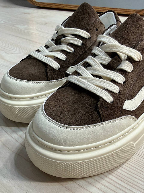 Кеды женские Hengji 707-7 замшевые на высокой платформе коричневые, 36, 23,5 см Киев - изображение 5