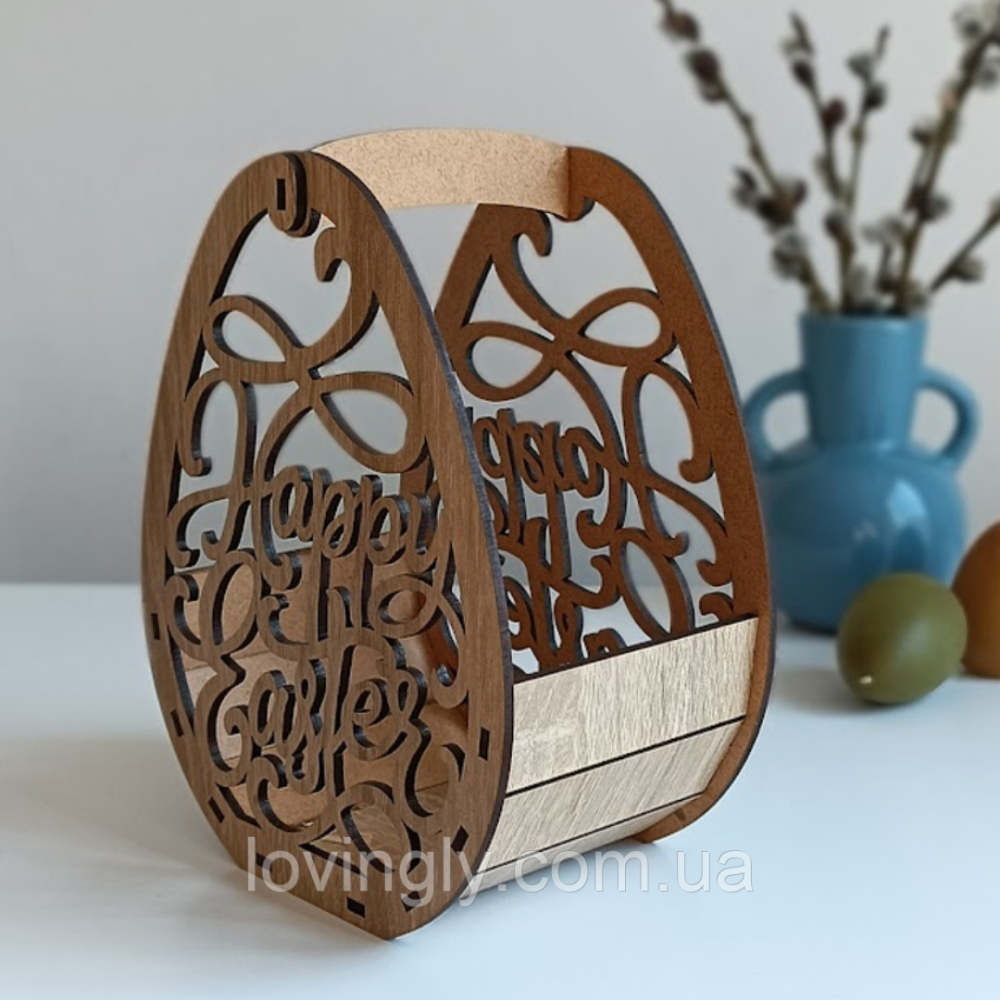 Пасхальна корзинка  "Happy Easter" коричневого кольору  19/15/9 см Ірпінь - фото 3