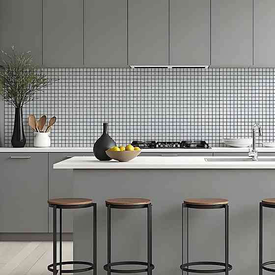 Самоклеющаяся алюминиевая плитка 300х300х3мм Белая мозаика SW-00001775 Киев