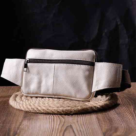 Сумка на пояс из натуральной кожи Vintage 21305 Белая Киев