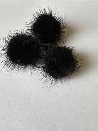 Помпон из натурального меха норки Черный Харьков
