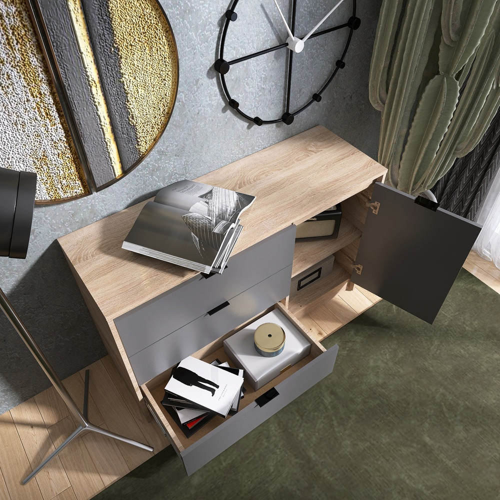 Комод с дверью и 3-мя ящиками Эверест Сити-1150 115,2х38х74,6 Дуб сонома/Графит (DTM-071099) Львов - изображение 5